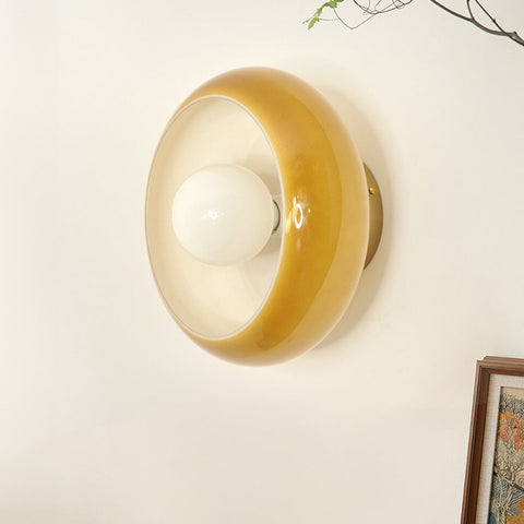 Glass Semi-Flush Ceiling Light with Mid-Century Form