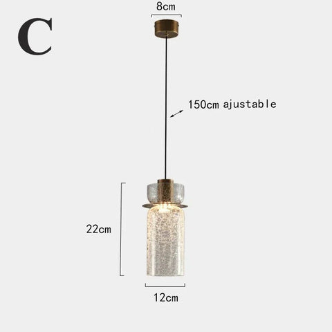 Crackled Glass Pendant Light for Kitchen Islands and Dining Rooms