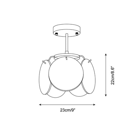 Swirled Art Glass Flush Mount Ceiling Light for Bathrooms and Hallways
