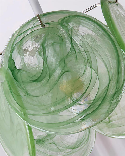 Swirled Art Glass Flush Mount Ceiling Light for Bathrooms and Hallways