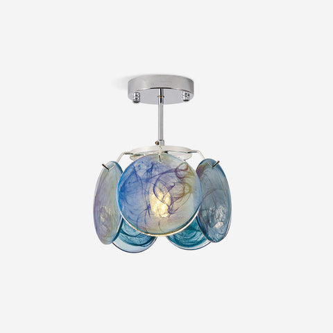 Swirled Art Glass Flush Mount Ceiling Light for Bathrooms and Hallways