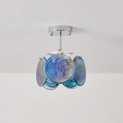 Swirled Art Glass Flush Mount Ceiling Light for Bathrooms and Hallways