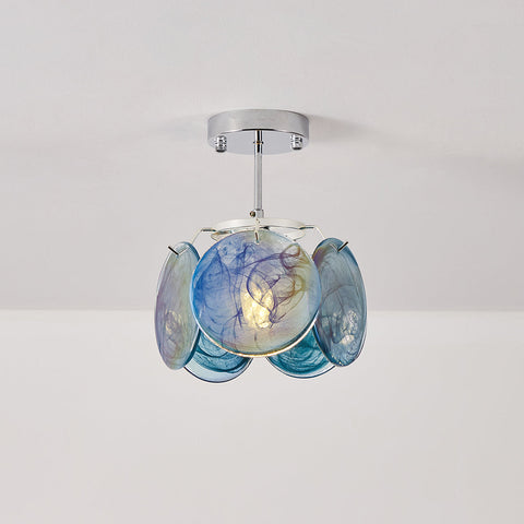 Swirled Art Glass Flush Mount Ceiling Light for Bathrooms and Hallways