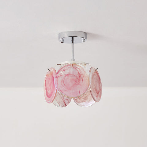 Swirled Art Glass Flush Mount Ceiling Light for Bathrooms and Hallways