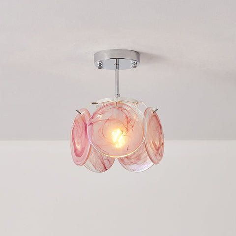 Swirled Art Glass Flush Mount Ceiling Light for Bathrooms and Hallways