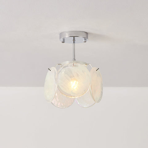 Swirled Art Glass Flush Mount Ceiling Light for Bathrooms and Hallways