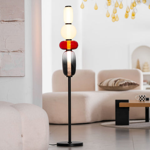 Candied Glass Floor Lamp with Hand-Blown Crystal Shades