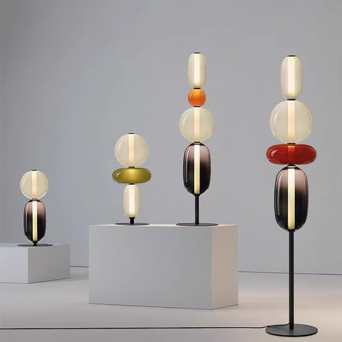Candied Glass Floor Lamp with Hand-Blown Crystal Shades