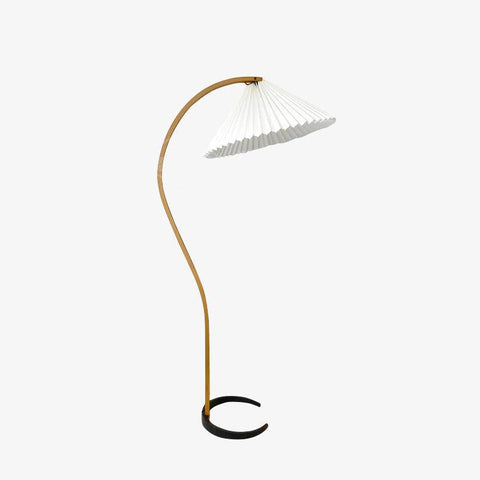Caprani Arc Floor Lamp with Beech Wood Frame and Linen Shade