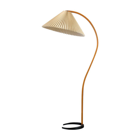 Caprani Arc Floor Lamp with Beech Wood Frame and Linen Shade
