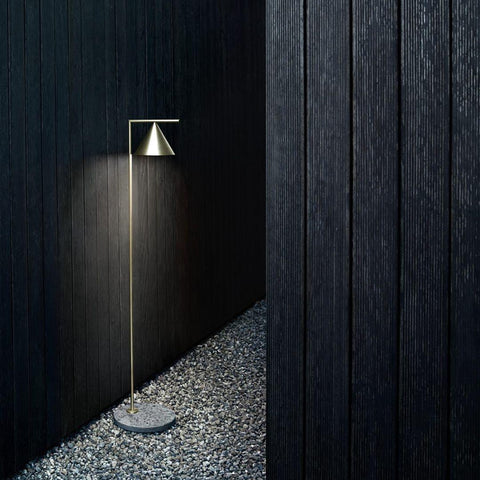 Floor Lamp with Adjustable Cone Shade and Marble Base