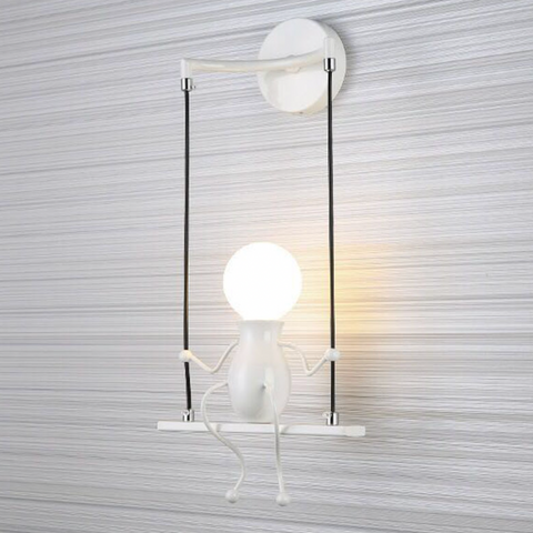 Swinging Figure Wall Light for Playful Bedroom Accent Illumination