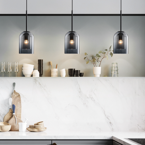 Double Glass Tube Pendant Light for Kitchen Island and Dining Area