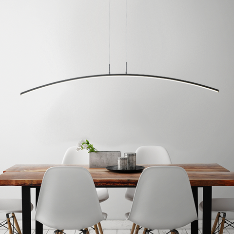 Modern Arc LED Chandelier with Minimalist Curved Profile for Dining
