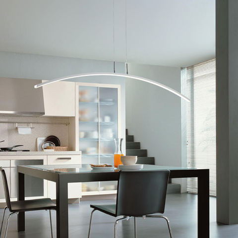Modern Arc LED Chandelier with Minimalist Curved Profile for Dining