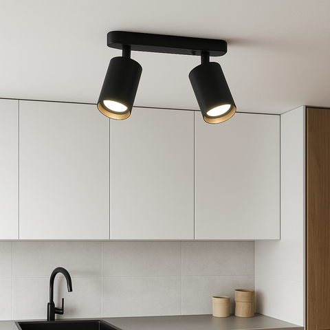 Adjustable Dual-Head Ceiling Spotlight for Kitchen and Task Lighting