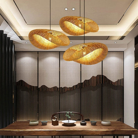Handwoven Bamboo Pendant Light for Bohemian Dining and Living Rooms