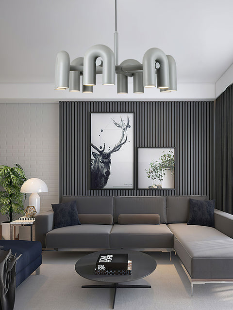 Cirkus Adjustable Chandelier with Rotating U-Shaped Heads