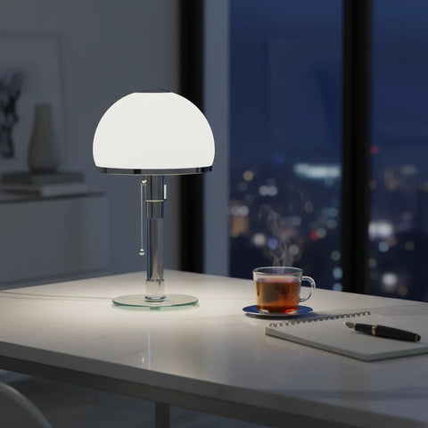 Opal Glass Table Lamp with Metal Base