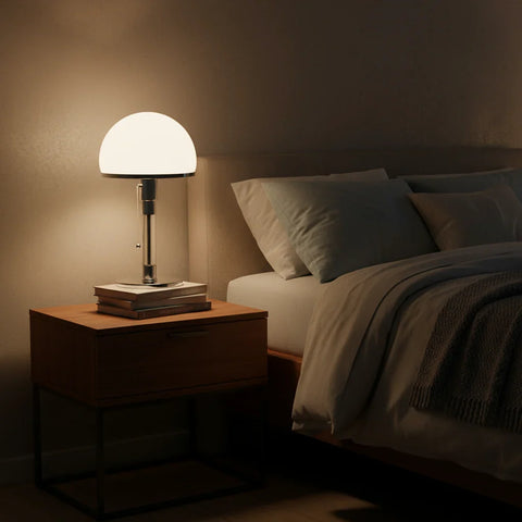 Opal Glass Table Lamp with Metal Base