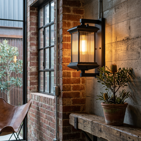 Wall Lantern with Fluted Glass