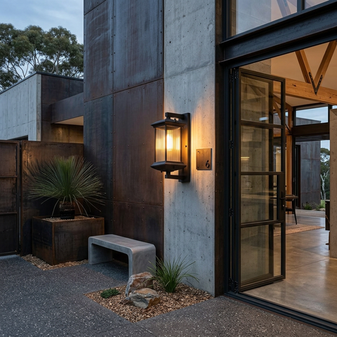 Wall Lantern with Fluted Glass