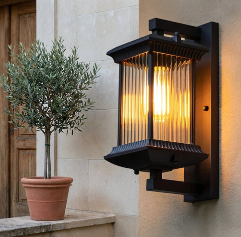 Wall Lantern with Fluted Glass