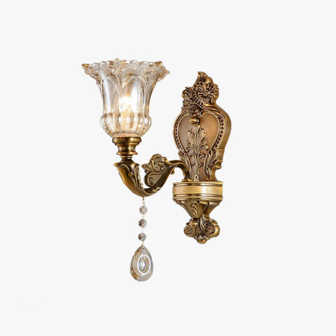 Ornate Vintage Wall Sconce with Decorative Metal Frame and E14 Bulb Socket