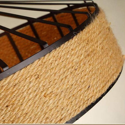 Pendant Light with Hemp Rope and Iron Shade