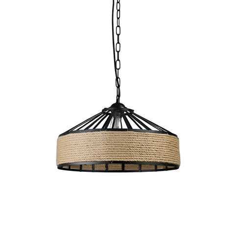 Pendant Light with Hemp Rope and Iron Shade