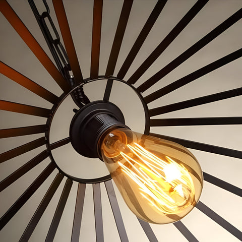 Pendant Light with Hemp Rope and Iron Shade