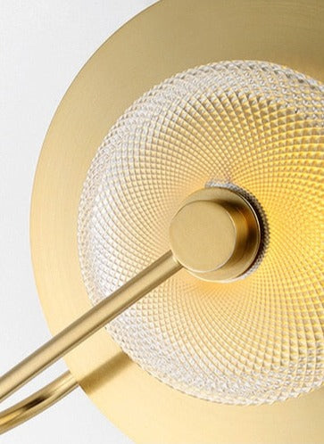LED Wall Light with Engraved Glass Disc and Decorative Metal Frame