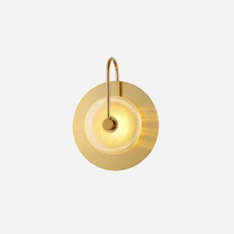 LED Wall Light with Engraved Glass Disc and Decorative Metal Frame