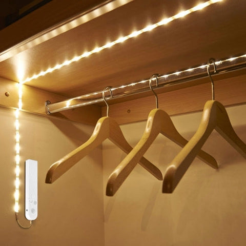 LED Closet Strip Lights with USB or Battery Motion Sensor Options