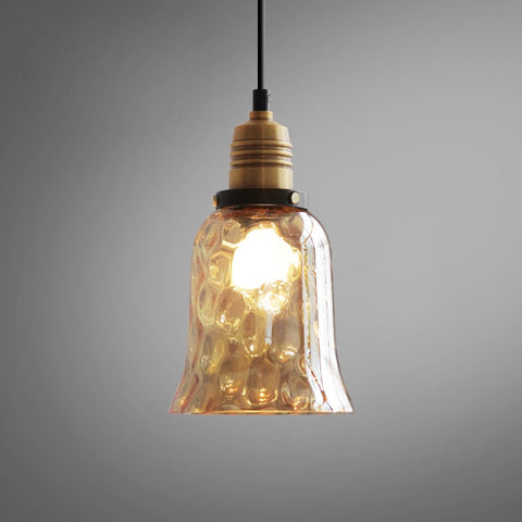 Pendant Light with Hammered Glass Shade and Adjustable Hanging Cord