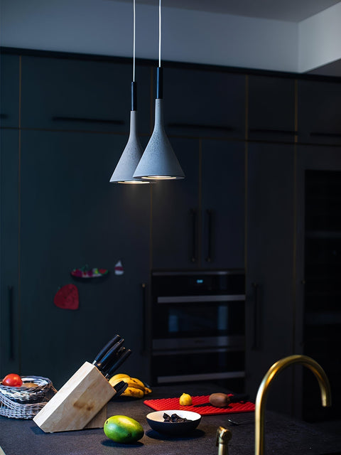 Concrete Cone Pendant Light for Kitchen Island and Dining Lighting