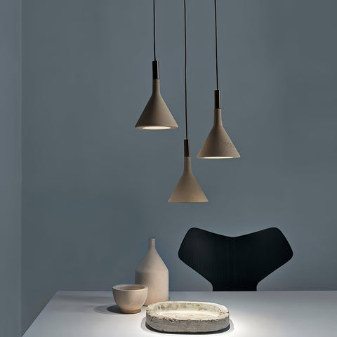 Concrete Cone Pendant Light for Kitchen Island and Dining Lighting