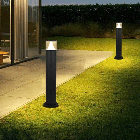 Pathway Light with Cylindrical Post and LED Lantern Head