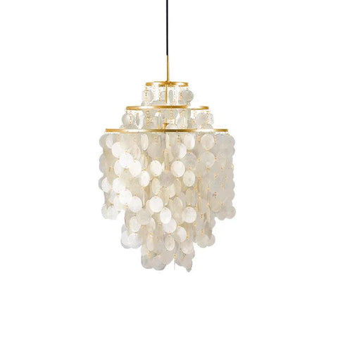 Pendant Light with Layered Natural Shell and Vintage Style