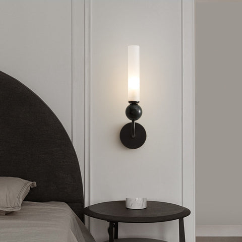 Brass Wall Sconce with Long Frosted Tube