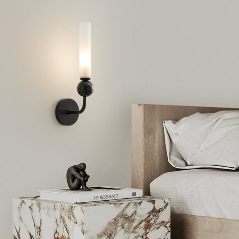 Brass Wall Sconce with Long Frosted Tube
