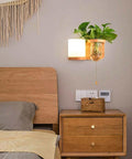 Wood Wall Sconce with Integrated Planter and Globe Light — product view