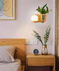 Wood Wall Sconce with Integrated Planter and Globe Light — product view