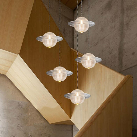 Glass Planet Pendant Light with Integrated LED