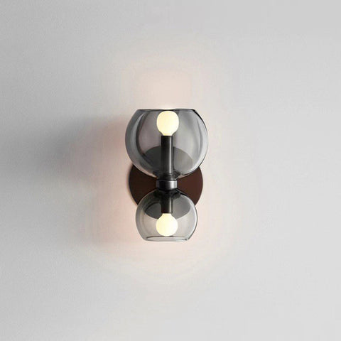 Two-Light Glass Wall Sconce with Iron Frame