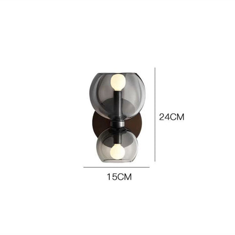 Two-Light Glass Wall Sconce with Iron Frame