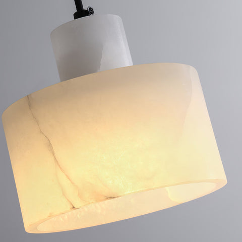 Pendant Light with Stepped Alabaster Cylinders and Cluster Options
