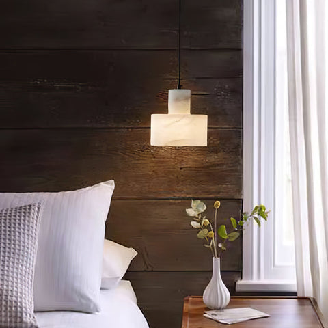 Pendant Light with Stepped Alabaster Cylinders and Cluster Options