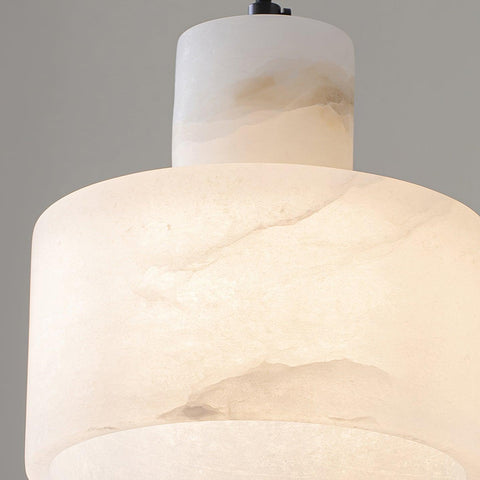 Pendant Light with Stepped Alabaster Cylinders and Cluster Options