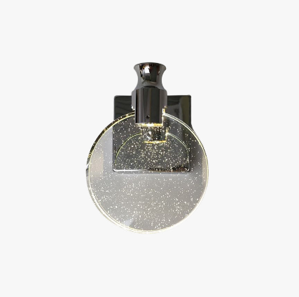 Round Glass Wall Sconce with Decorative Crystal Effect and Metallic Mount